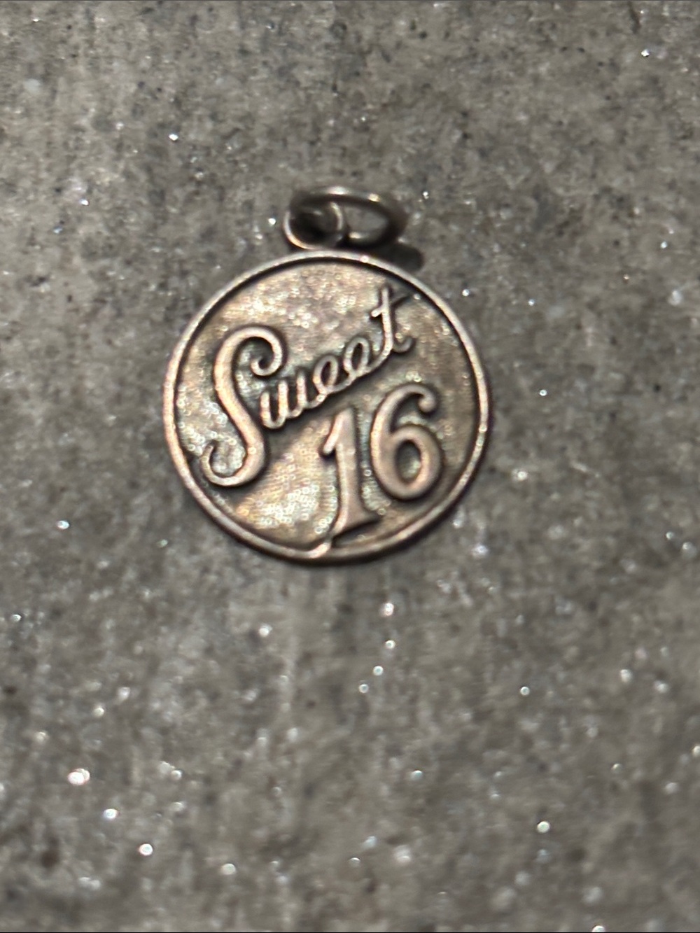 Vintage 1960s Sterling Silver SWEET 16 Round Circle Pendant Charm